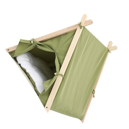 CHICIRIS Cat Pet Puppy Zelt Komfortable Abnehmbares Waschbares Haus, Multifunktionales Design für Zuhause, Holztuch 62 X 56 X 60,5 cm (Gras-Grün) von CHICIRIS