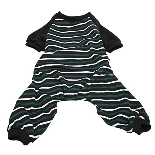 CHICIRIS Gestreifter Hundepyjama, Leichter, Modischer Onesie-Hundepyjama, Dehnbar, Leicht zu Reinigen, Grüne und Weiße Streifen für Katzen (M) von CHICIRIS