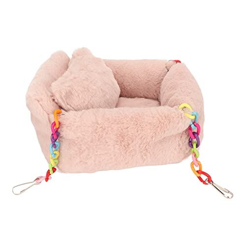 CHICIRIS Hamster-Hängebett, Lotus Pink Niedliches Hamster-Hängemattenbett mit Kleinem Kissen für Papageien für Chinchillas für Hamster (L) von CHICIRIS