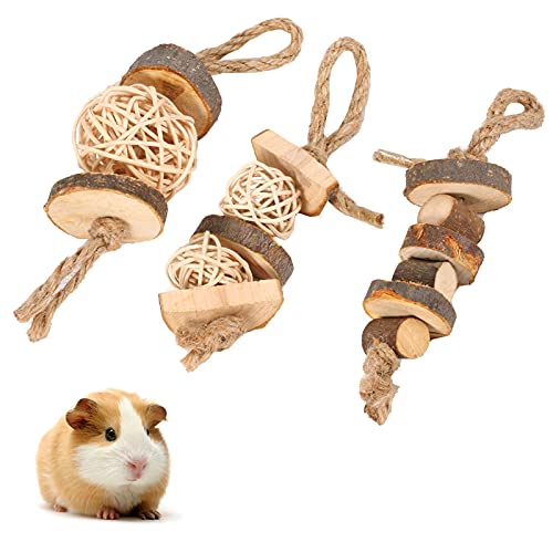 CHICIRIS Hamster -Kauspielzeug, 3pcs Holzzähnepflege für Kaninchen -Hamster Meerschweinchen, mit Trainings und Stressreduktionspotenz für das Spielen von CHICIRIS