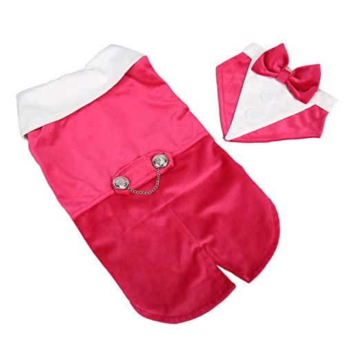 CHICIRIS Hundeanzug-Kostüm, Niedliche Rosarote Handwäsche für Haustiere, Formelle Kleidung, Atmungsaktiv, Weicher Klettverschluss mit Fliege für die Hochzeit (XS) von CHICIRIS