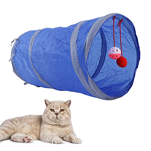 CHICIRIS Interaktives Katzentunnel-Spielzeug, Polyester-Katzentunnel mit hängendem Ball für Katzen für Kaninchen für Welpen(Königsblau) von CHICIRIS
