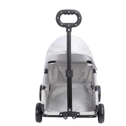 CHICIRIS Leichter Faltbarer Haustierwagen mit Baldachin 4, Einfache, Multifunktionaler Gebrauch, für Kleine Hundekatzen von Pet Spazing Cart 'Folding Design für Lebensmittel, (Grey) von CHICIRIS