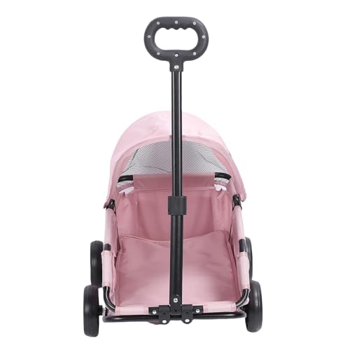 CHICIRIS Leichter Faltbarer Haustierwagen mit Baldachin 4, Einfache, Multifunktionaler Gebrauch, für Kleine Hundekatzen von Pet Spazing Cart 'Folding Design für Lebensmittel, (PINK) von CHICIRIS