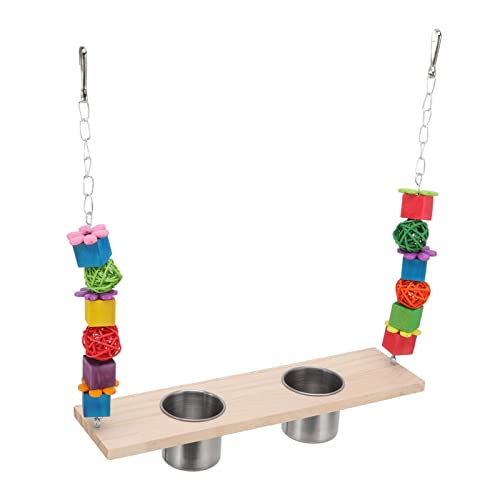 CHICIRIS Papageien-Barschschaukel, rostfrei, einfache Installation, sicher, attraktiv, hängende Vogelschaukel und Futternapf mit Metall-Vogelhaken von CHICIRIS