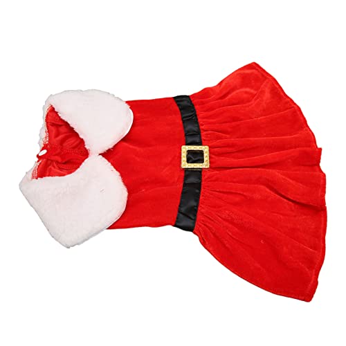 CHICIRIS Santa Dog Weihnachtskleid, Hautfreundliches Kaninchenfell-Imitat, Haustier-Winterkleidung, Elastisch für Pommersche (M) von CHICIRIS