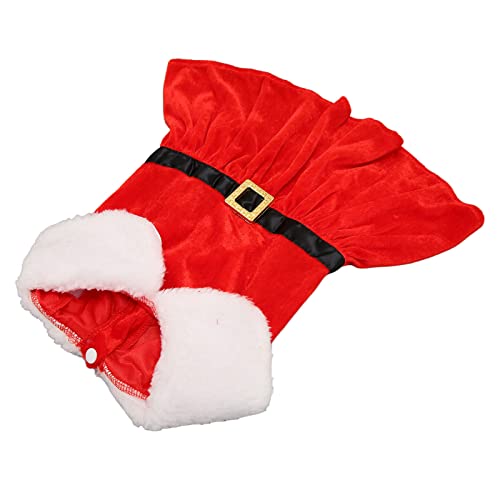 CHICIRIS Santa Dog Weihnachtskleid, Hautfreundliches Kaninchenfell-Imitat, Haustier-Winterkleidung, Elastisch für Pommersche (S) von CHICIRIS