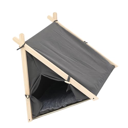 CHICIRIS Welpen-Pet-Katzenzelt, Komfortables Waschhaus, Premium-Materialien, Luftzirkulation, Mehrzweckdesign, Leicht zu Reinigendes, Modisches Design, Holztuch 62x6x60,5 cm mit (dunkelgrau) von CHICIRIS