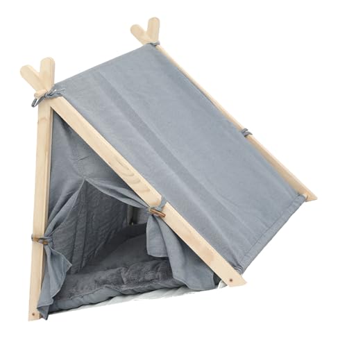 CHICIRIS Welpen-Pet-Katzenzelt, Komfortables Waschhaus, Premium-Materialien, Luftzirkulation, Mehrzweckdesign, Leicht zu Reinigendes, Modisches Design, Holztuch 62x6x60,5 cm mit (hellgrau) von CHICIRIS