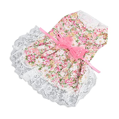 CHICIRIS Hündchen-Prinzessinnenkleid, Hautfreundlicher Klettverschluss, Florales Hundekleid, Spitzendesign, Stilvoll, Atmungsaktiv mit Schleife für den Alltag für die Hochzeitsfeier (S) von CHICIRIS
