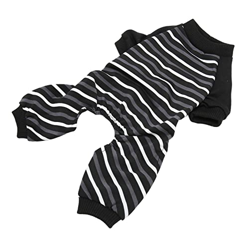 CHICIRIS Hunde-Pyjama-Overall, 4 Beine, Gestreift, Dehnbar, Haustierkleidung, Offener Bauch, Design für Zuhause (S) von CHICIRIS