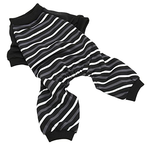 CHICIRIS Hunde-Pyjama-Overall, 4 Beine, Gestreift, Dehnbar, Haustierkleidung, Offener Bauch, Design für Zuhause (XL) von CHICIRIS