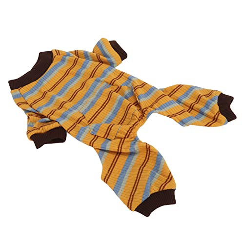 CHICIRIS Hunde-Pyjama-Shirt, Welpen-Overall, Nachtwäsche, Warm, Gestreift, Weich für Zuhause (L) von CHICIRIS