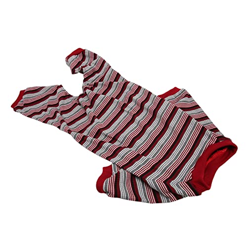 CHICIRIS Welpen-Overall, Gestreifter Hunde-Pyjama, 4-beinig, Warm, Modisch, Dehnbar für Zuhause für den Frühling (L) von CHICIRIS