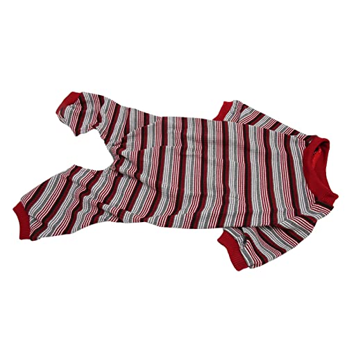 CHICIRIS Welpen-Overall, Gestreifter Hunde-Pyjama, 4-beinig, Warm, Modisch, Dehnbar für Zuhause für den Frühling (M) von CHICIRIS