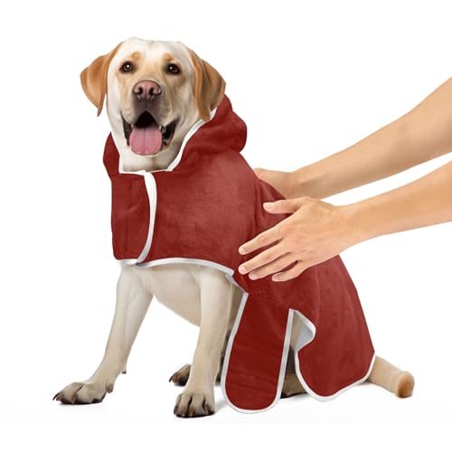 Barn Red Robe for Pets Super Absorbent Bath Towel Robe Adjustable Collar & Belly Strap Quick Drying Cat Robe Towel, S von CHIFIGNO