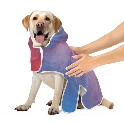 Blau-roter Farbverlauf Bademantel für Hunde und Katzen, saugfähige Hundebadetücher mit magischem Aufkleber-Kragen, schnell trocknendes Hundebadzubehör, S Blau-roter Farbverlauf Bademantel für Hunde und Katzen, saugfähige Hundebadetücher mit magischem Aufkleber-Kragen, schnell trocknendes Hundebadzubehör, S von CHIFIGNO