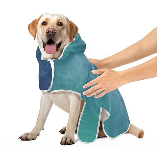Blauer Farbverlauf Hundemantel für nach dem Bad, saugfähig, schnell trocknend, Hundehandtuch, Robe, weiches Hundehandtuch, Wickeltuch, S von CHIFIGNO
