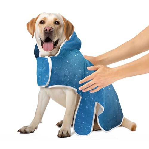 Blauer glitzernder saugfähiger Bademantel für Haustiere, Hundebademantel, Handtuch, verstellbarer Kragen und Taille, schnell trocknend, Größe S Blauer glitzernder saugfähiger Bademantel für Haustiere, Hundebademantel, Handtuch, verstellbarer Kragen und Taille, schnell trocknend, Größe S von CHIFIGNO