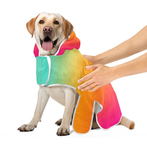 Blaugrün Orange Rosa Farbverlauf Leichter Haustier Bademantel Hund Trocknen Robe Maschinenwaschbar Schnell Trocknend Haustier Hund Katze Bademantel Handtuch, S von CHIFIGNO