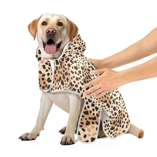 Brauner Leopardenmuster, super saugfähiger Hunde-Trockenmantel mit magischem Aufkleber-Halsband, schnell trocknend, Größe M Brauner Leopardenmuster, super saugfähiger Hunde-Trockenmantel mit magischem Aufkleber-Halsband, schnell trocknend, Größe M von CHIFIGNO