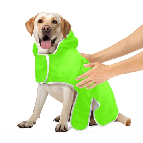 Bright Green Bademantel für Hunde und Katzen, leichter Hundebademantel, Handtuch, verstellbarer Kragen und Taille, schnell trocknend, schnell trocknend, schnell Hundetasche, M von CHIFIGNO