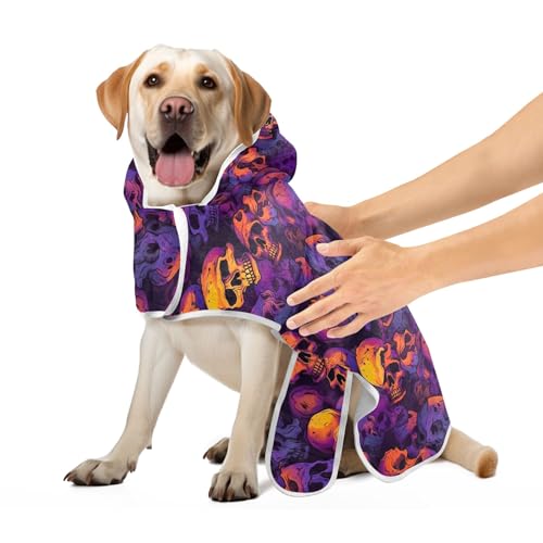 Bunte Totenköpfe Neon Farbe Super Saugfähig Hund Bademantel Hund Kleidung Maschine Waschbar Schnell Trocknen Katze Robe Handtuch, M Bunte Totenköpfe Neon Farbe Super Saugfähig Hund Bademantel Hund Kleidung Maschine Waschbar Schnell Trocknen Katze Robe Handtuch, M von CHIFIGNO