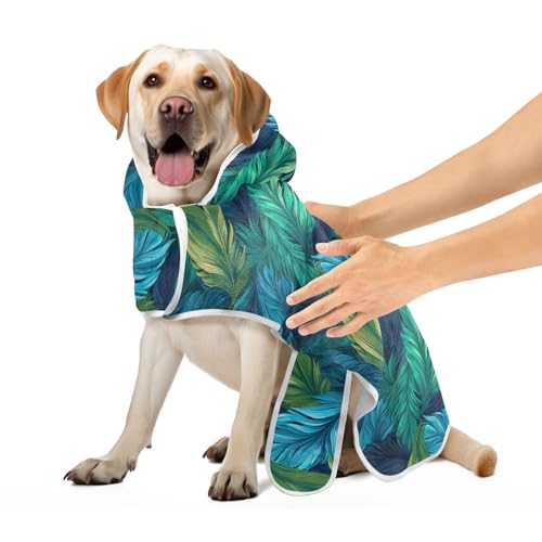 Bunte grüne Blätter Hundebademäntel Super saugfähig schnell trocknend Hund Badetücher mit magischem Aufkleber Halsband Hundebadezubehör S Bunte grüne Blätter Hundebademäntel Super saugfähig schnell trocknend Hund Badetücher mit magischem Aufkleber Halsband Hundebadezubehör S von CHIFIGNO