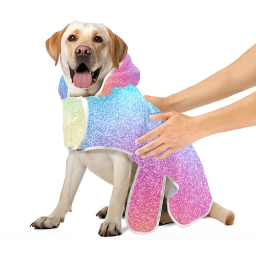 Bunter Glitzer, super saugfähiger Bademantel für Haustiere, Hundehandtuch, Robe, verstellbares Halsband und Taille, schnell trocknend, Größe M Bunter Glitzer, super saugfähiger Bademantel für Haustiere, Hundehandtuch, Robe, verstellbares Halsband und Taille, schnell trocknend, Größe M von CHIFIGNO