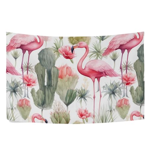 CHIFIGNO Wandteppich, Motiv: rosa Flamingos, Blumen, grüner Kaktus, Wandbehang, Wohnheim-Flaggen, Wandteppich, Wohnheim, Büro, Heimdekoration für Männer und Frauen, 152,4 x 101,6 cm CHIFIGNO Wandteppich, Motiv: rosa Flamingos, Blumen, grüner Kaktus, Wandbehang, Wohnheim-Flaggen, Wandteppich, Wohnheim, Büro, Heimdekoration für Männer und Frauen, 152,4 x 101,6 cm von CHIFIGNO