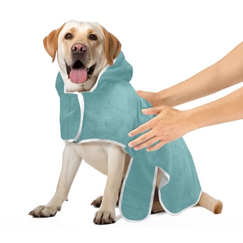 Cadet Blue Robe for Pets Absorbent Fast Drying Dog Bath Towels Machine Washable Cat Towel Wrap, M von CHIFIGNO