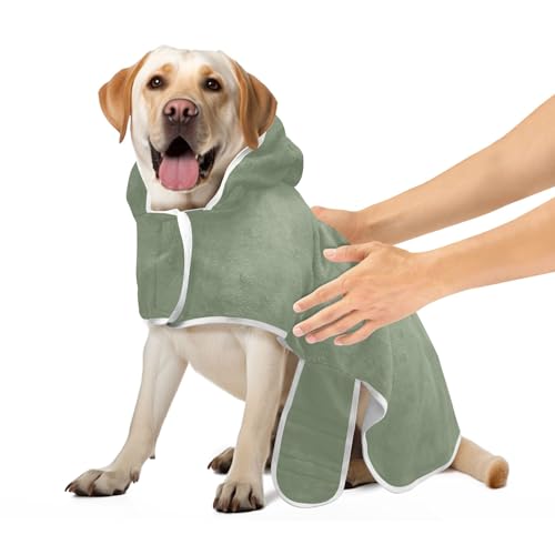 Camouflage Green Dog Drying Coat Absorbent Fast Drying Dog Bath Towels Soft Pet Dog Cat Bath Robe Towel, M von CHIFIGNO