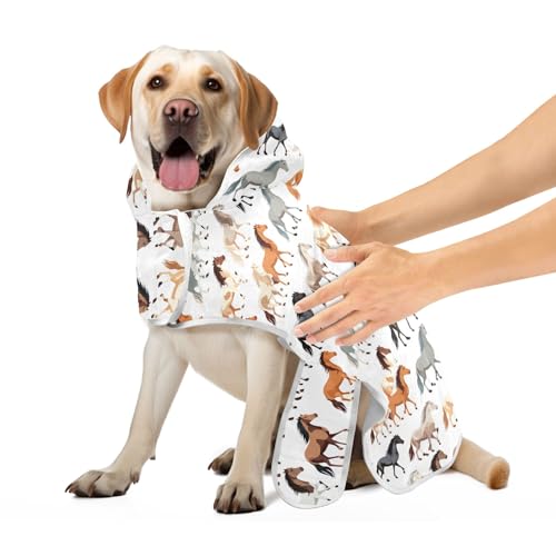 Colorful Horse Super Absorbent Dog Robes for After Bath Dog Beach Towel Cute Quick Drying Fast Dog Bag, S Colorful Horse Super Absorbent Dog Robes for After Bath Dog Beach Towel Cute Quick Drying Fast Dog Bag, S von CHIFIGNO