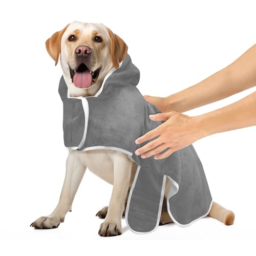 Dim Gray Leichter Hundemantel Hundebadetuch mit magischem Aufkleber Halsband schnell trocknend Katzenhandtuch Wrap, M Dim Gray Leichter Hundemantel Hundebadetuch mit magischem Aufkleber Halsband schnell trocknend Katzenhandtuch Wrap, M von CHIFIGNO