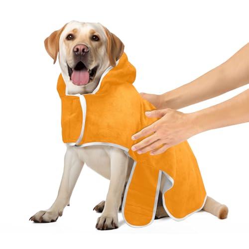 Dunkelorange Saugfähiges Hunde-Trocknungsmantel Hundehandtuch Verstellbarer Kragen & Bauchgurt Schnell Trocknendes Hunde-saugfähiges Handtuch, S von CHIFIGNO