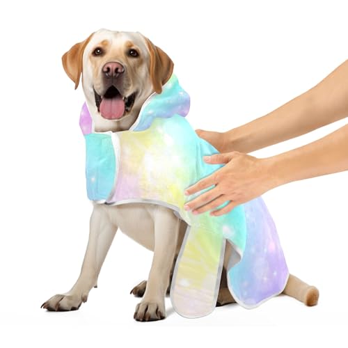 Farbverlauf Regenbogen Bademantel für Hunde und Katzen Super saugfähig schnell trocknend Hundebadetücher Verstellbarer Kragen & Bauchgurt Katzenhandtücher Robe, S Farbverlauf Regenbogen Bademantel für Hunde und Katzen Super saugfähig schnell trocknend Hundebadetücher Verstellbarer Kragen & Bauchgurt Katzenhandtücher Robe, S von CHIFIGNO