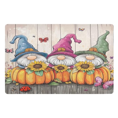 Fußmatte mit niedlichen Cartoon-Zwergen, Sonnenblumen, Kürbissen, für den Außenbereich, Eingang, Haustür, Veranda, Terrasse, 81,3 x 50,8 cm Fußmatte mit niedlichen Cartoon-Zwergen, Sonnenblumen, Kürbissen, für den Außenbereich, Eingang, Haustür, Veranda, Terrasse, 81,3 x 50,8 cm von CHIFIGNO