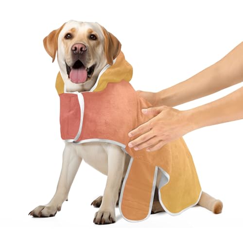 Gelb Orange Gradient Hund Bademantel Saugfähig Schnell Trocknen Hund Bademantel Handtuch Einstellbare Kragen & Taille Katze Robe Handtuch, S von CHIFIGNO