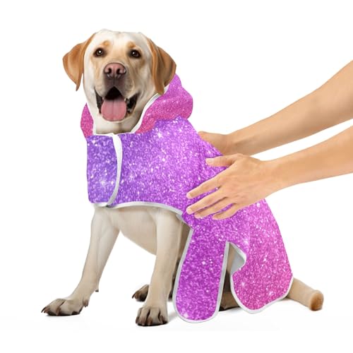 Glitter Lila Rosa Farbe Leichte Robe für Haustiere Badetuch Robe Weich Schnell Trocknend Haustier Hund Katze Bademantel Handtuch, M von CHIFIGNO