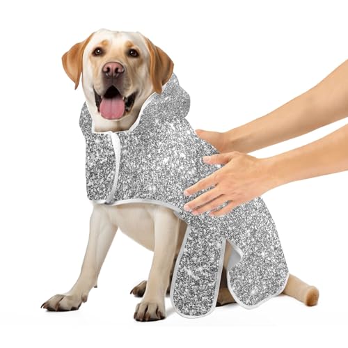 Glittery Bright Gray Silver Lightweight Dog Robes Dog Bathrobe Towel Cute Fast Drying Cat Towels Robe, S Glittery Bright Gray Silver Lightweight Dog Robes Dog Bathrobe Towel Cute Fast Drying Cat Towels Robe, S von CHIFIGNO