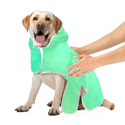 Grüner Farbverlauf Hundebademantel Saugfähiger Hundebademantel Handtuch mit Magie Aufkleber Kragen Schnelltrocknend Katzenhandtücher Robe, S von CHIFIGNO