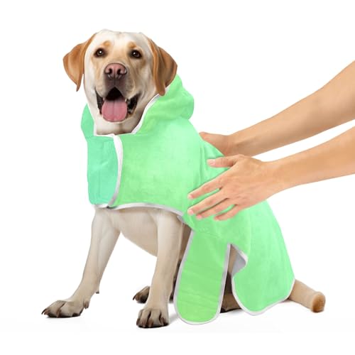 Grüner Farbverlauf Robe für Haustiere Super saugfähig schnell trocknend Hund Trocknen Robe Maschine Waschbar Haustier Hund Katze Bademantel Handtuch, M von CHIFIGNO