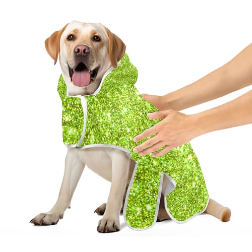 Grüner glitzernder Hundemantel, leicht, schnell trocknend, Badetuch, Bademantel, weich, Größe S Grüner glitzernder Hundemantel, leicht, schnell trocknend, Badetuch, Bademantel, weich, Größe S von CHIFIGNO