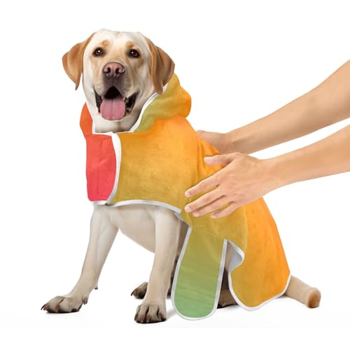 Grüner roter Farbverlauf Haustier Bademantel Saugfähige Schnell Trocknende Hund Badetücher mit Magie Aufkleber Kragen Katze Baden Liefert, M von CHIFIGNO