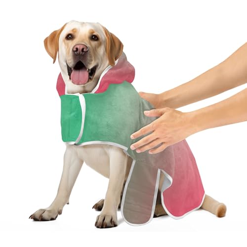 Grüner roter Farbverlauf Haustier Bademantel mit magischem Aufkleber Kragen Hund Trocknen Robe Saugfähig Schnell Trocknen Hund Handtuch Wrap, M Grüner roter Farbverlauf Haustier Bademantel mit magischem Aufkleber Kragen Hund Trocknen Robe Saugfähig Schnell Trocknen Hund Handtuch Wrap, M von CHIFIGNO