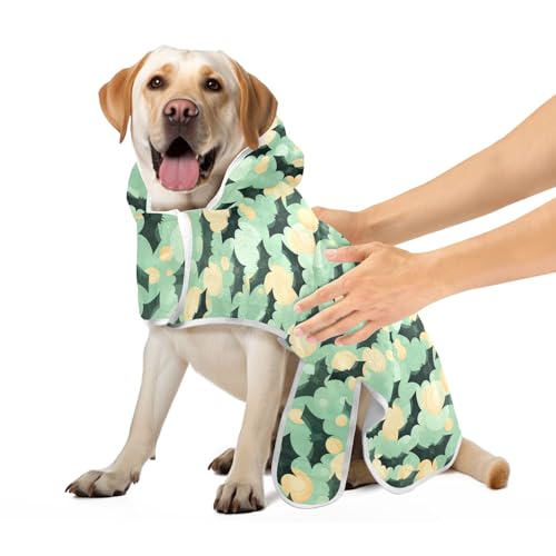 Halloween Fledermäuse Grün Gelb Punkte Hund Robe Saugfähig Schnell Trocknend Badetuch Robe mit Magie Aufkleber Kragen Haustier Hund Handtücher, S Halloween Fledermäuse Grün Gelb Punkte Hund Robe Saugfähig Schnell Trocknend Badetuch Robe mit Magie Aufkleber Kragen Haustier Hund Handtücher, S von CHIFIGNO