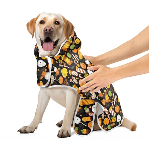 Halloween Kürbisse und Süßigkeiten Robe für Haustiere mit magischem Aufkleber Halsband Hundehandtuch Robe Super saugfähig schnell trocknend Hundehandtuch Wrap, M Halloween Kürbisse und Süßigkeiten Robe für Haustiere mit magischem Aufkleber Halsband Hundehandtuch Robe Super saugfähig schnell trocknend Hundehandtuch Wrap, M von CHIFIGNO