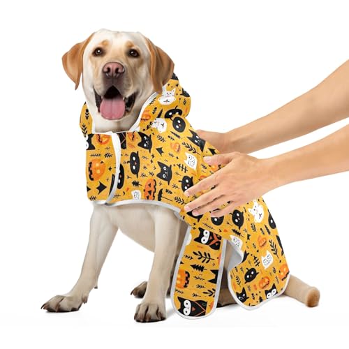 Halloween Kürbisse und Tiere Leichter Hundebademantel Hundebekleidung Verstellbarer Kragen & Bauchgurt Schnell Trocknendes Hund Saugfähiges Handtuch, S Halloween Kürbisse und Tiere Leichter Hundebademantel Hundebekleidung Verstellbarer Kragen & Bauchgurt Schnell Trocknendes Hund Saugfähiges Handtuch, S von CHIFIGNO
