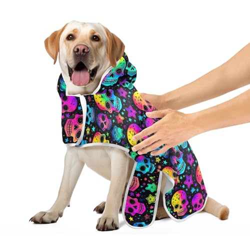 Halloween Neon Skulls Stars Robe for Pets Absorbent Dog Clothing Adjustable Collar & Waist Fast Drying Dog Bathing Supplies, S Halloween Neon Skulls Stars Robe for Pets Absorbent Dog Clothing Adjustable Collar & Waist Fast Drying Dog Bathing Supplies, S von CHIFIGNO