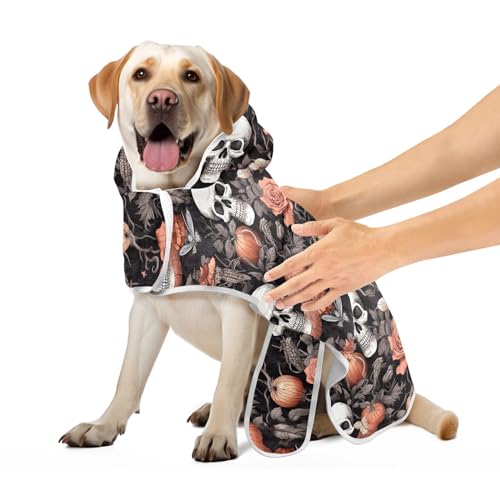 Halloween Schädel Kürbisse Rosen Hundebademäntel Saugfähige Hundebadetücher Maschinenwaschbar Schnell Trocknend Hundebadezubehör S Halloween Schädel Kürbisse Rosen Hundebademäntel Saugfähige Hundebadetücher Maschinenwaschbar Schnell Trocknend Hundebadezubehör S von CHIFIGNO